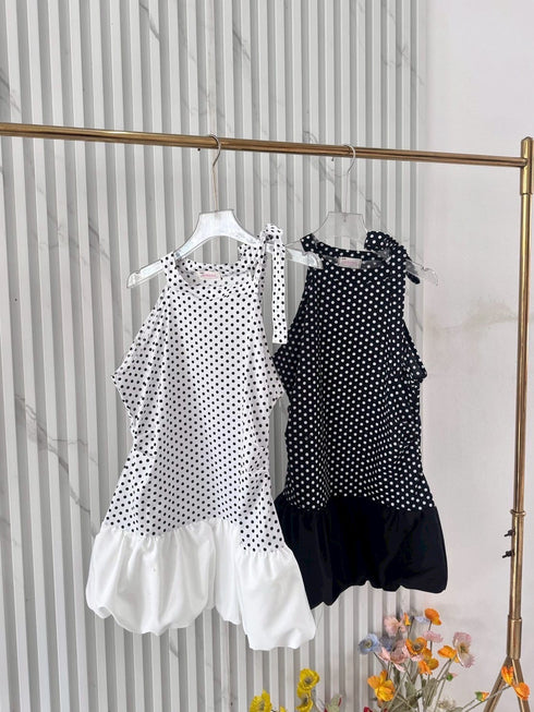 Halter Neck Design Polka Dot Tops